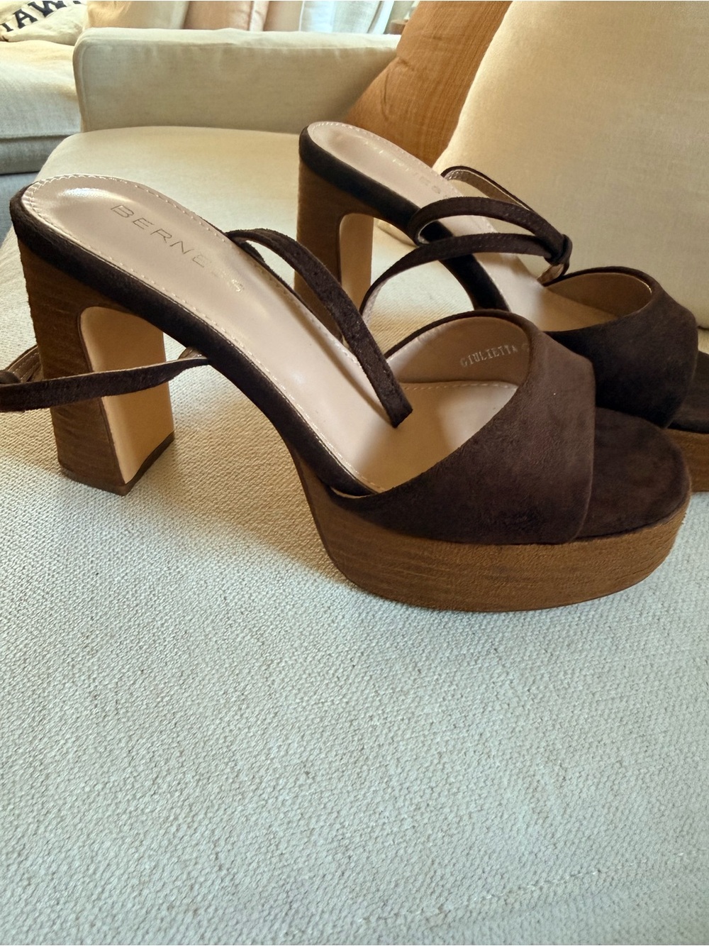 Brown Suede Platform Heel Sandals